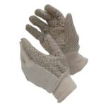 Guanto pvc nero puntinato maglia cotone bianco donna