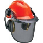 Visiera rete metallo + elmetto + cuffia einhell h.cm 19