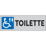 Targa segnaletica adesiva toilette disabili vinile cm 15x5