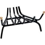 Brucialegna angolare x camino ferro battuto + pomi ottone cm 40