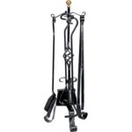Piantana camino kit pigna ferro battuto + pomi ottone h.cm 70 cf=pz 5