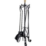 Piantana camino kit tortiglione ferro battuto + pomi ottone h.cm 70 cf=pz 5