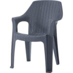 Sedia rattan thera + braccioli domus pp antracite cm 58x75 h.cm 85
