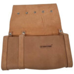 Borsa carpentiere 2 tasche + divisori legno crosta bovina cm 28x35x7