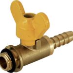 Rubinetto a farfalla x lancia ottone 1/4m portagomma mm 10