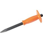 Scalpello muratore a punta + salvamano 2550 wokin acciaio forgiato mm 300x18x4 255012