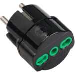 Adattatore schuko-16a bipasso fme nero 2p+t