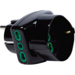 Adattatore triplo schuko-16a+schuko fme nero 2p+t