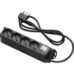 Multipresa bipasso schuko + int.lum retail fme nero posti 4 2p+t 16a n??xmmq 3x1,0 mt 1,5