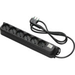 Multipresa bipasso schuko + int.lum retail fme nero posti 6 2p+t 16a n??xmmq 3x1,0 mt 1,5