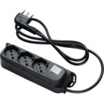 Multipresa bipasso schuko + int.lum retail fme nero posti 3 2p+t 16a n??xmmq 3x1,0 mt 1,5