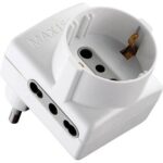Adattatore triplo 16a-16a+schuko electraline bianco 2p+t asimmetrico