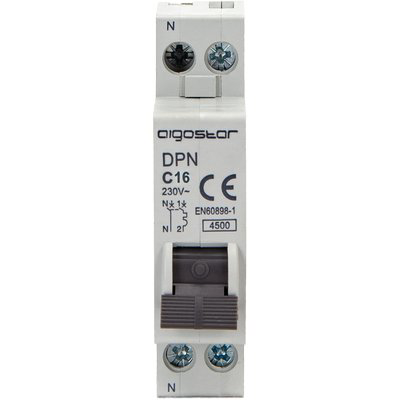 7409118.jpg Interruttore magnetotermico 1 posto aigostar 1 p+n volt 230 a 16 ka 4,5 bipolare - immagine 1