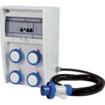 Quadro distribuzione blu ulisse fme prese cee blu x4 mm 204x403 h.mm 177
