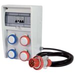 Quadro distribuzione rosso/blu ulisse fme prese cee blu x2+cee rossa x2 mm 204x403 h.mm 177