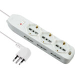 Multipresa bipasso + schuko + termico electraline bianco posti 9 2p+t 10a n??xmmq 3x0,75 mt 2
