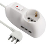 Multipresa bip. + schuko +termico 620 electraline bianco posti 3 2p+t 10a n??xmmq 3x0,75 mt 1
