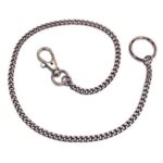 Portachiave moschettone mini + catenella zama nichelata + anello cm 47