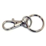 Moschettone portachiave mini zama nichelata + givolare+anello mm 45