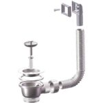 Piletta minibasket lavello inox + troppo pieno pp/inox 1"1/2f + tappo griglia basket