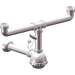 Sifone pp a bottiglia 2 vasche + 1 attacco bianco mm 40/32 1"1/2