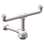 Sifone pp a bottiglia 2 vasche bianco mm 40/32 1"1/4