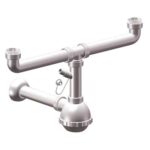 Sifone pp a bottiglia 2 vasche + 1 attacco bianco mm 40/32 1"1/4