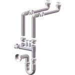 Sifone pp salvaspazio 2 vasche + 2 attacchi bianco mm 40 1"1/2