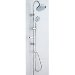 Saliscendi soffione + doccetta 5 getti edera effe acciaio inox tubo mm 22 + flex cm 150 + d.mm 82