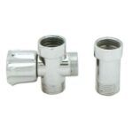 Rubinetto a vite 3 vie x lavatrice + distanziatore ottone cromato 3/4mmf