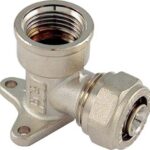 Gomito multistrato filetto femmina + staffa bampi ottone mm 16x1/2f