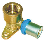 Gomito multistrato pressare fil femm+staffa bampi ottone mm 16x1/2f