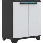 Armadio basso 1 ripiano linear keter ppl grigio nero 2 ante cm 68x39 h.cm 90