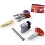 Mezzo cilindro sagomato evo k64 hand securemme cromo satinato chiavi 3 mm 40 30+10