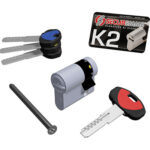 Mezzo cilindro sagomato k2 3200-m securemme cromo satinato chiavi 3 mm 40 30+10