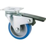 Ruota a forcella girevole  + fermo 221bis avo a/zincr/gomma blu p.mm 40x40 d.mm 50x18