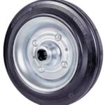 Ruota gomma nera 112 avo disco acciaio + cuscinetti a rulli d.mm 160x40