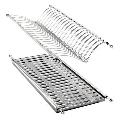 SCOLAPIATTI SCOLABICCHIERI ACCIAIO INOX CON VASCHETTA L.CM 60