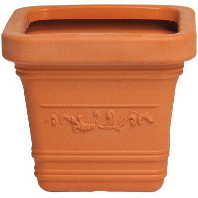 VASO QUADRO FESTONATO PRESTIGE RESINA TERRACOTTA CM 40X40 H.CM 35