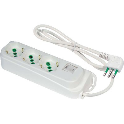 MULTIPRESA BIPASSO SCHUKO + TERMICO RETAIL FME BIANCO POSTI 3 2P+T 16A N¬∞XMMQ 3X1,0 MT 1,5