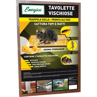TRAPPOLA TOPI ADESIVA AROMATIZZATA ENERGICA CM 28X19 CF=PZ 2