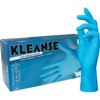 GUANTO NITRILE MONOUSO BLU KLEANSE MED GR 4,5 AQL 1,5 SENZA POLVERE CF=PZ 100 S