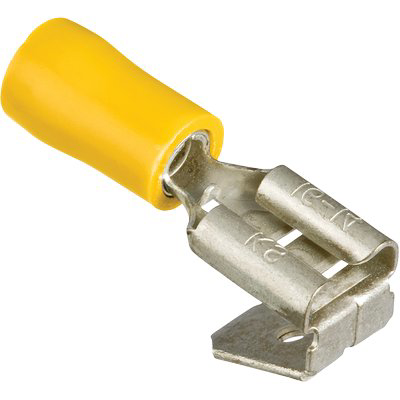 TERMINALE PIATTO MASCHIO FEMMINA A STRINGERE GIALLO MMQ 4,0/6,0 MM 6,3 CF=PZ 10