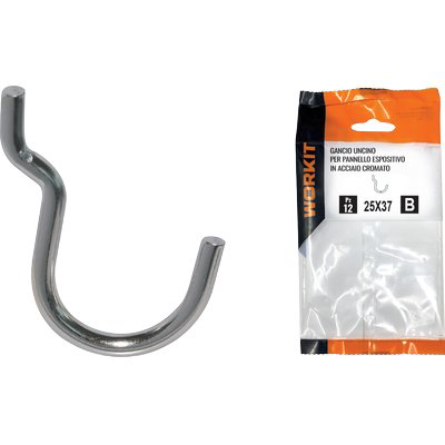 GANCIO UNCINO ACCIAIO SELF WORKIT X PANNELLO ESPOSITIVO CROM N° 3 MM 25X37 CF=PZ 12