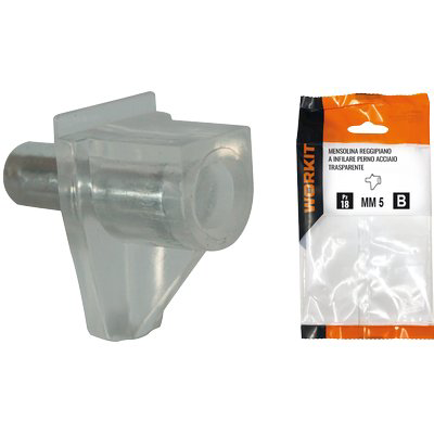 MENSOLINA REGGIPIANO A INFILARE SELF WORKIT PERNO ACC PVC TRASP D.MM 5 CF=PZ 18